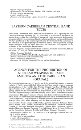 Eastern Caribbean Central Bank (Eccb) Agency for The