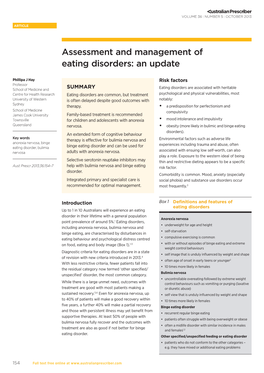 Assessment and Management of Eating Disorders: an Update