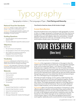 Typography Typography in Action | the Language of Type | Font Pairing and Hierarchy