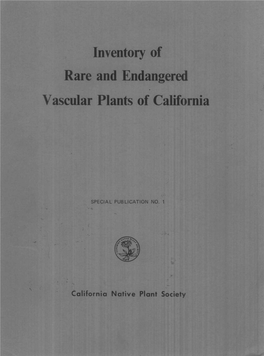 Inventory of Rare and Endangered Vascular Plants of California