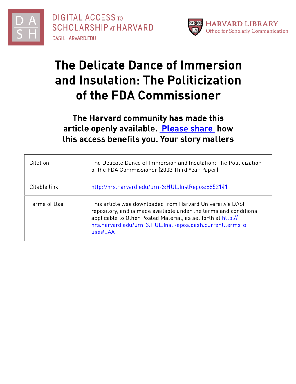 The Politicization of the FDA Commissioner