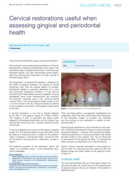 Cervical Restorations Useful When Assessing Gingival and Periodontal Health