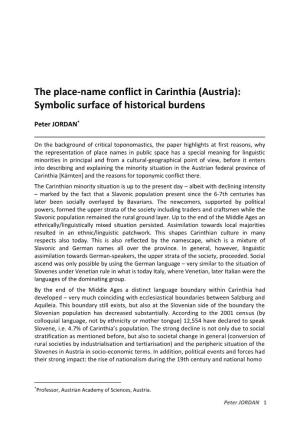 The Place-Name Conflict in Carinthia (Austria): Symbolic Surface of Historical Burdens