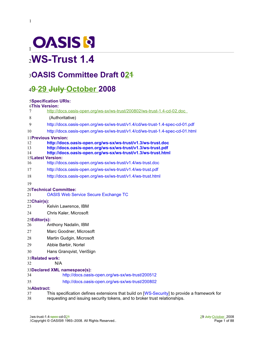 OASIS Specification Template s8