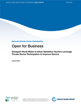 Open for Business: Senegal's Rural Water & Urban Sanitation Sectors