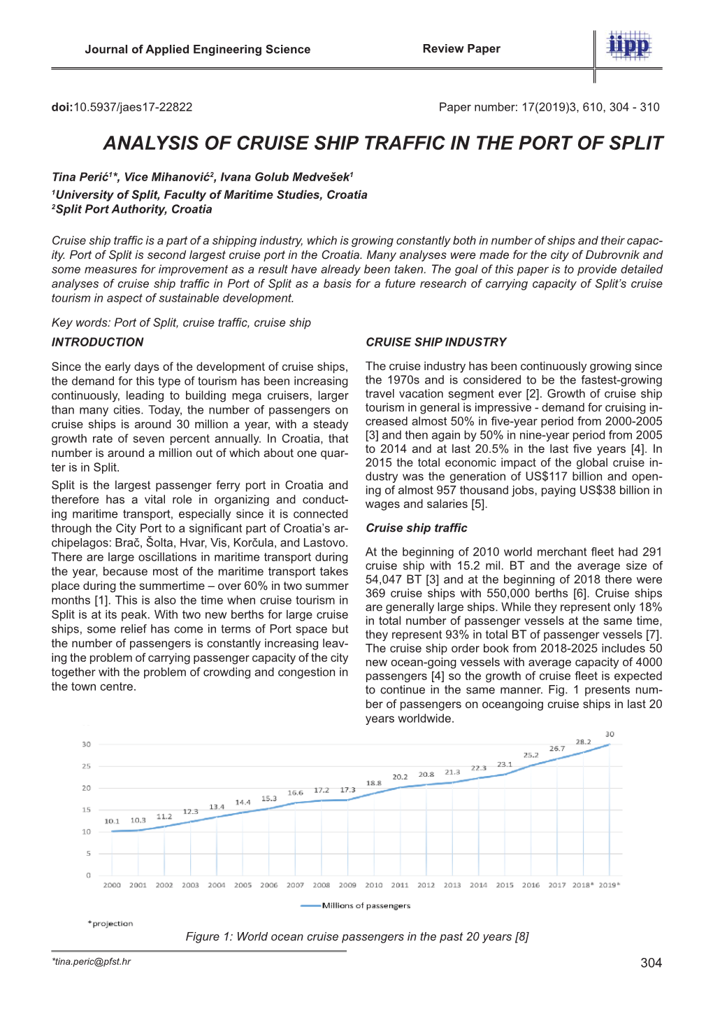 Analysis of Cruise Ship Traffic in the Port of Split