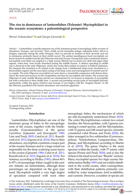 Teleostei: Myctophidae) in the Oceanic Ecosystems: a Paleontological Perspective