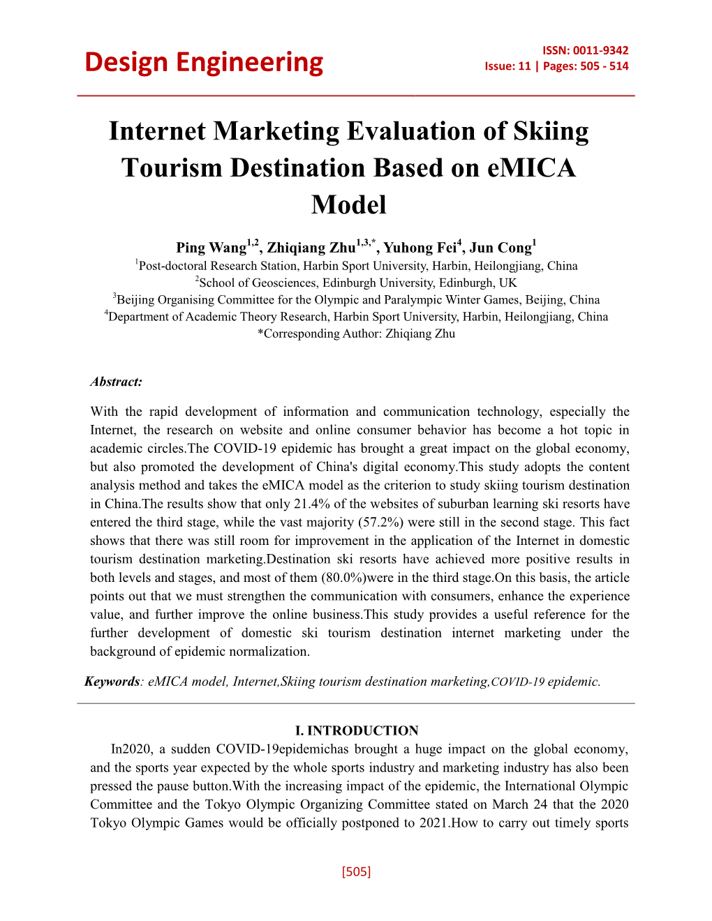 Internet Marketing Evaluation of Skiing Tourism Destination Based on Emica Model