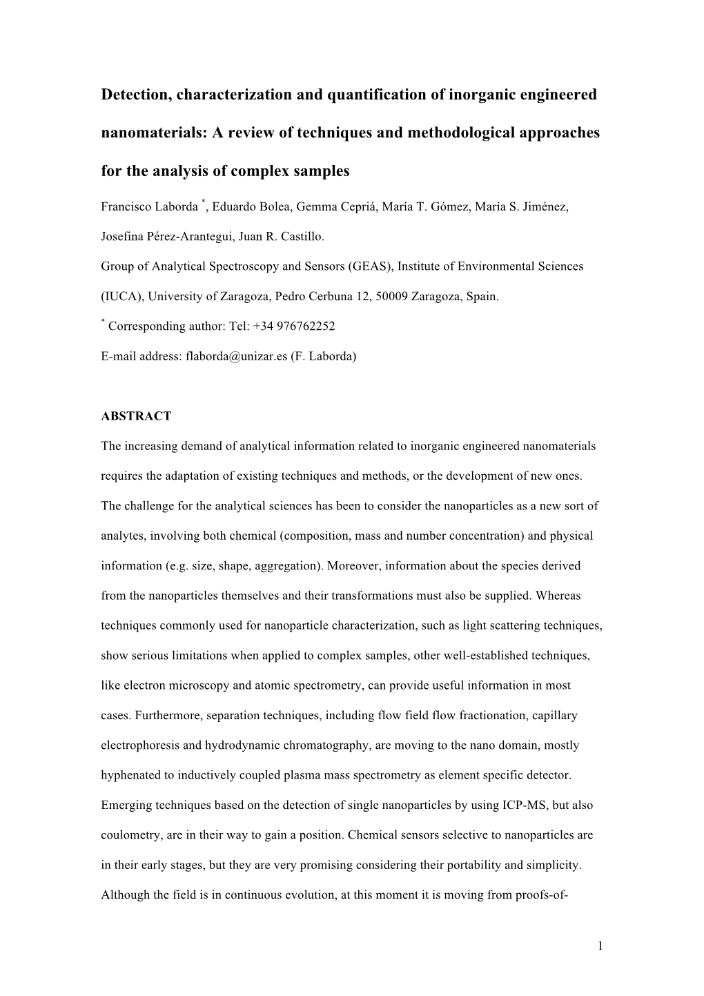 Detection, Characterization and Quantification of Inorganic