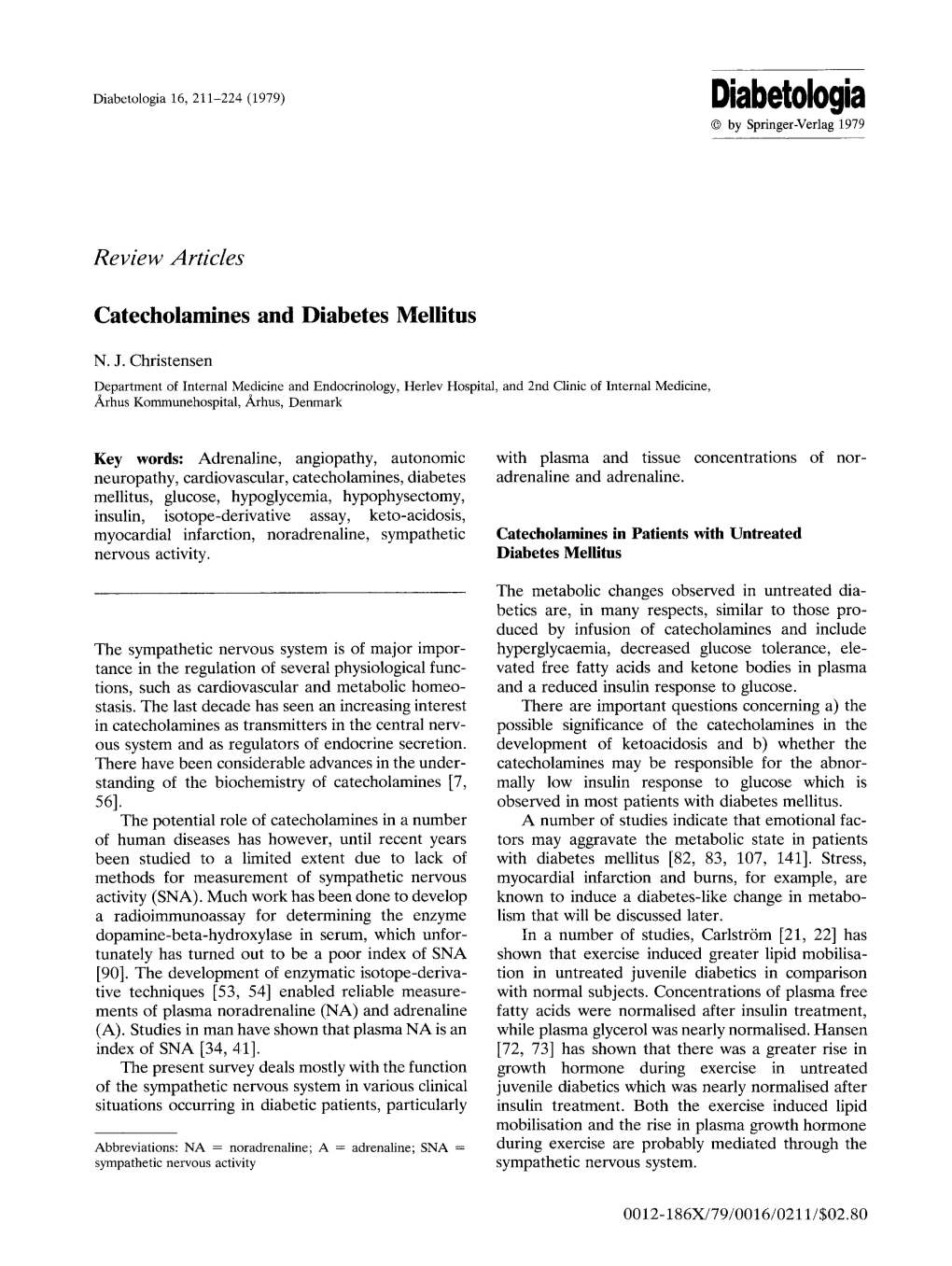 Catecholamines and Diabetes Mellitus