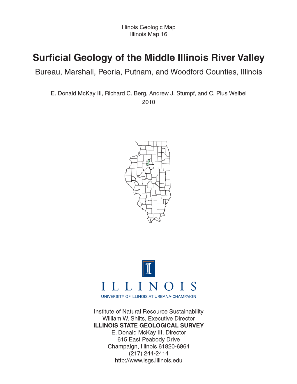 Surficial Geology of the Middle Illinois River Valley Bureau, Marshall, Peoria, Putnam, and Woodford Counties, Illinois