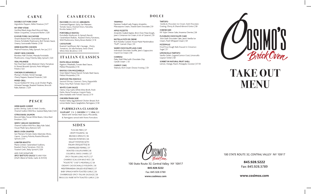 Take out Menu