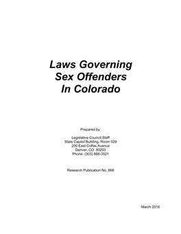Laws Governing Sex Offenders in Colorado 1