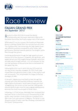 ITALIAN GRAND PRIX 4-6 September 2015