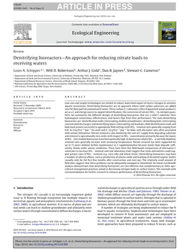 Denitrifying Bioreactorsâ€”An Approach for Reducing Nitrate Loads