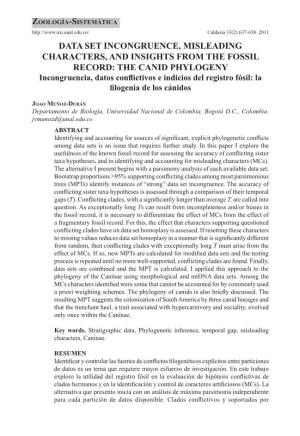 THE CANID PHYLOGENY Incongruencia, Datos Conflictivos E Indicios Del Registro Fósil: La Filogenia De Los Cánidos
