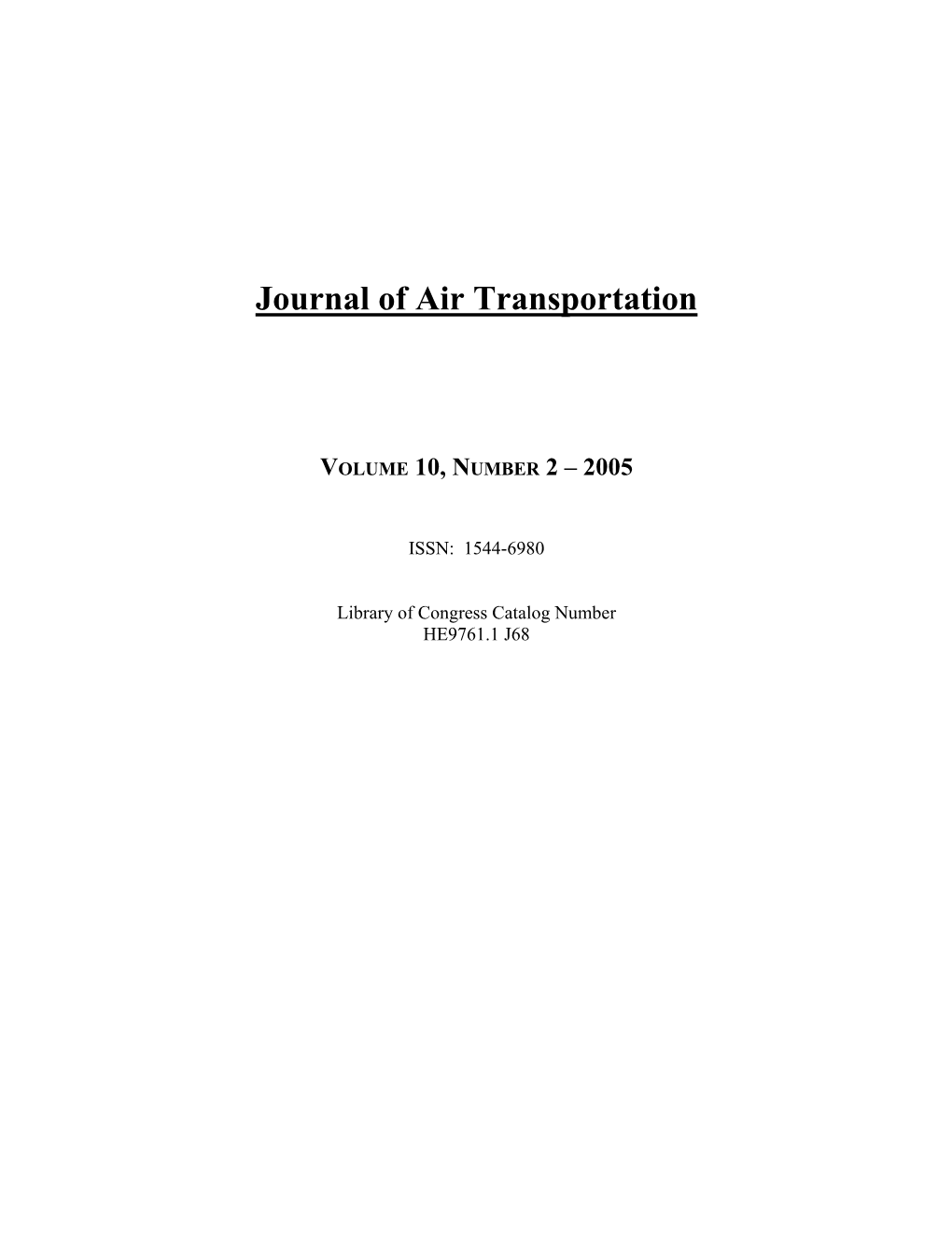 Journal of Air Transportation