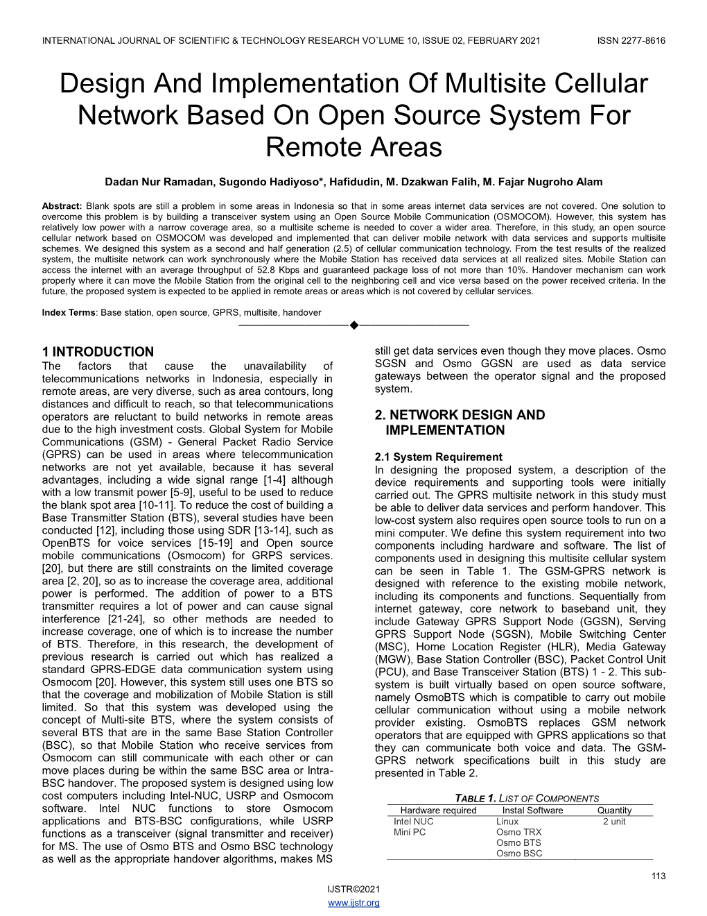 Design and Implementation of Multisite Cellular Network Based on Open Source System for Remote Areas