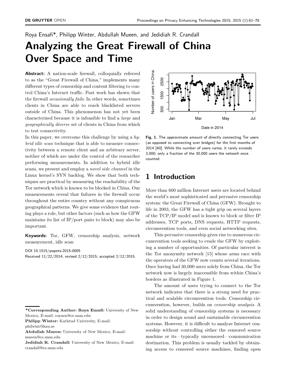 Analyzing the Great Firewall of China Over Space and Time