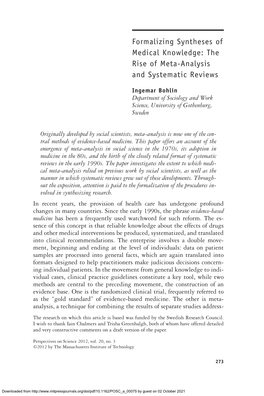 The Rise of Meta-Analysis and Systematic Reviews