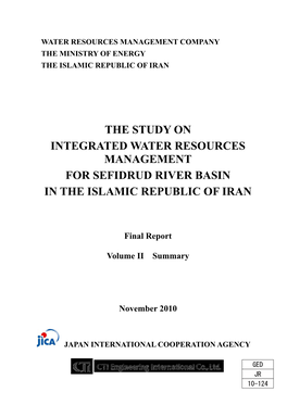 The Study on Integrated Water Resources Management for Sefidrud River Basin in the Islamic Republic of Iran