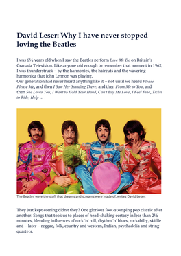 Why I Have Never Stopped Loving the Beatles