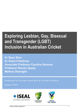 Exploring Lesbian, Gay, Bisexual and Transgender (LGBT) Inclusion in Australian Cricket