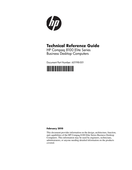 Technical Reference Guide HP Compaq 8100 Elite Series Business Desktop Computers