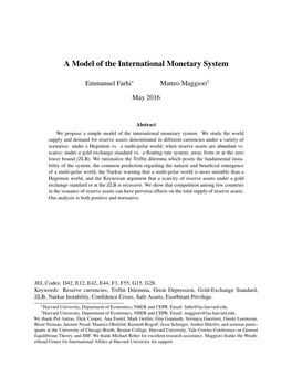 A Model of the International Monetary System