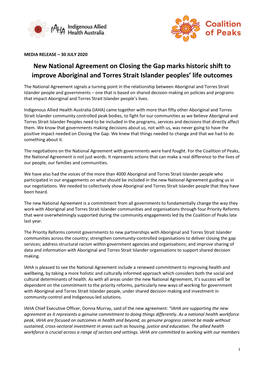 New National Agreement on Closing the Gap Marks Historic Shift to Improve Aboriginal and Torres Strait Islander Peoples’ Life Outcomes