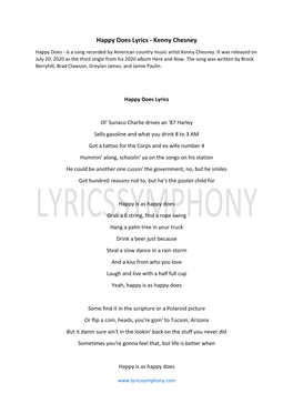 Happy Does Lyrics - Kenny Chesney