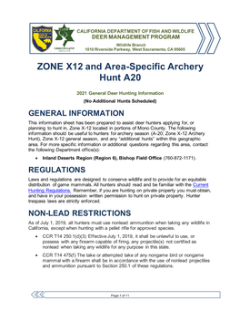 2021 X12 and A20 Zone Hunt Info