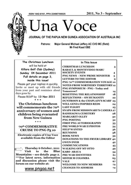 Una Voce JOURNAL of the PAPUA NEW GUINEA ASSOCIATION of AUSTRALIA INC