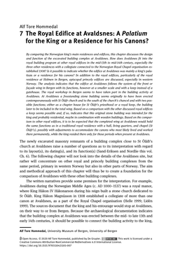 7 the Royal Edifice at Avaldsnes: a Palatium for the King Or a Residence for His Canons?