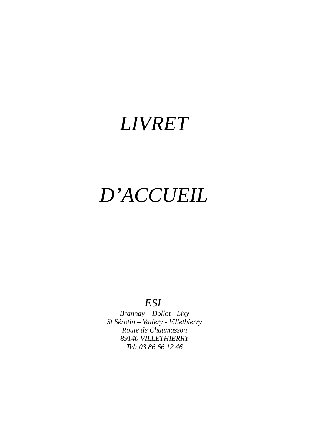 Livret D'accueil