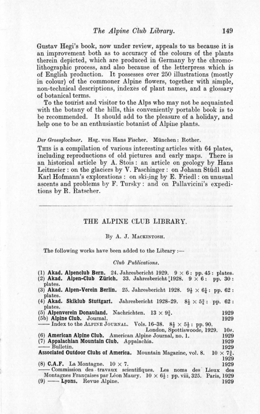 The Alpine Club Library. 149