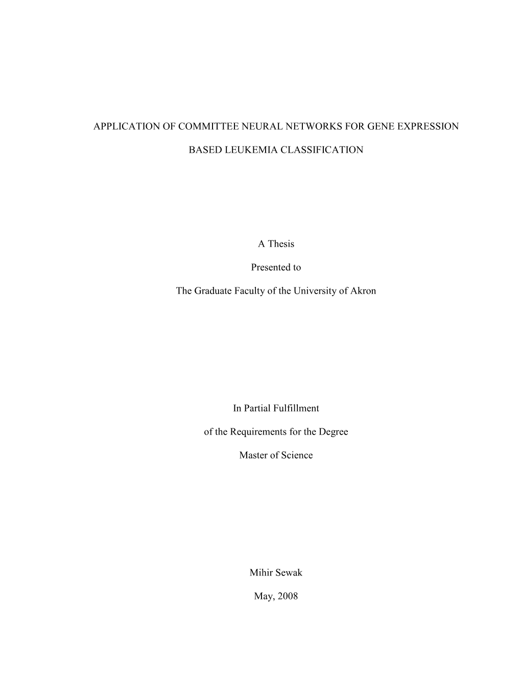 Application of Committee Neural Networks for Gene Expression