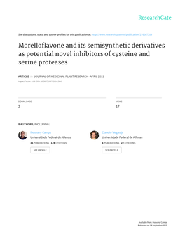 Morelloflavone and Its Semisynthetic Derivatives As Potential Novel Inhibitors of Cysteine and Serine Proteases