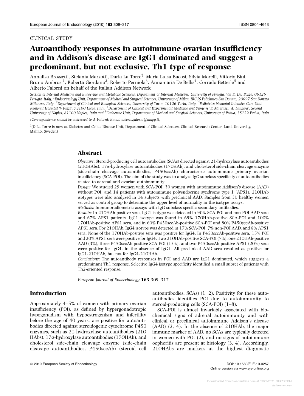 Autoantibody Responses in Autoimmune Ovarian Insufficiency