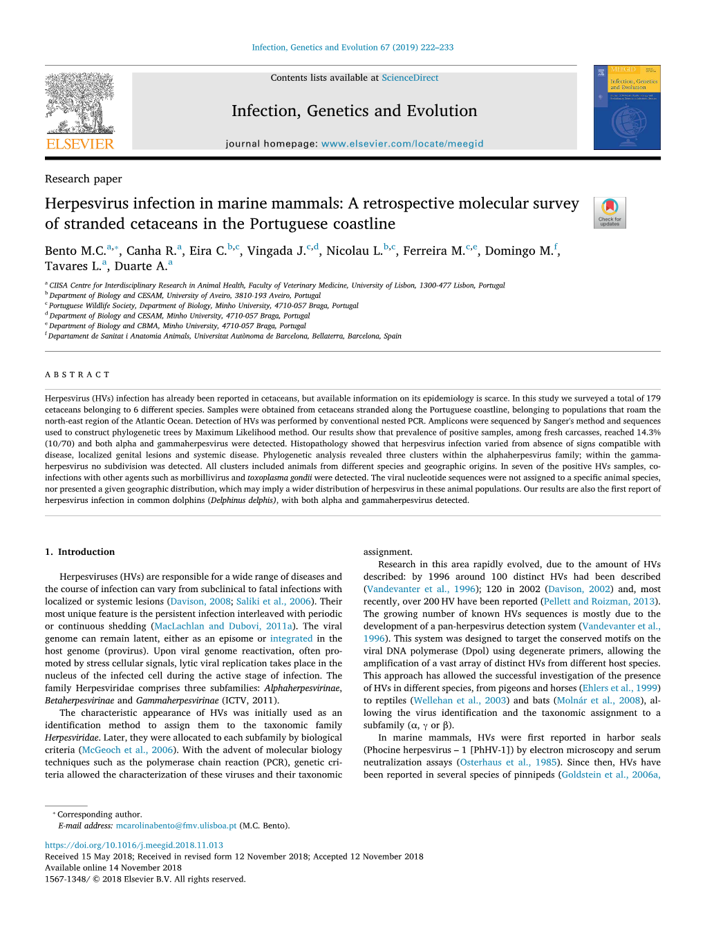 Herpesvirus Infection in Marine Mammals a Retrospective