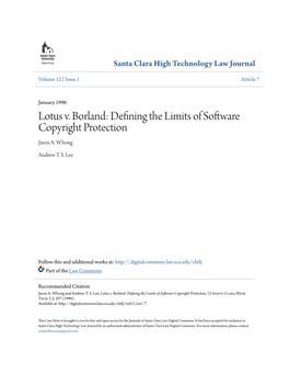 Lotus V. Borland: Defining the Limits of Software Copyright Protection Jason A