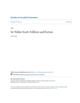 Sir Walter Scott: Folklore and Fiction Jack Truten