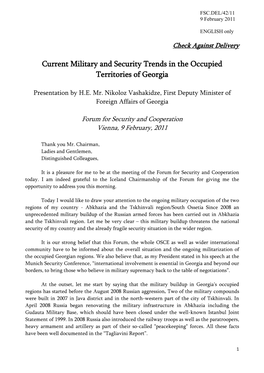 Current Military and Security Trends in the Occupied Territories of Georgia