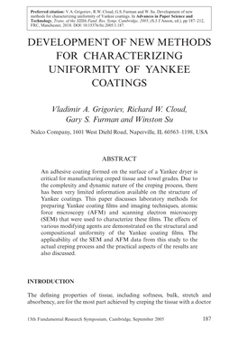 Development of New Methods for Characterizing Uniformity of Yankee Coatings