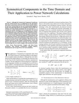 Symmetrical Components in the Time Domain and Their Application to Power Network Calculations Gerardus C