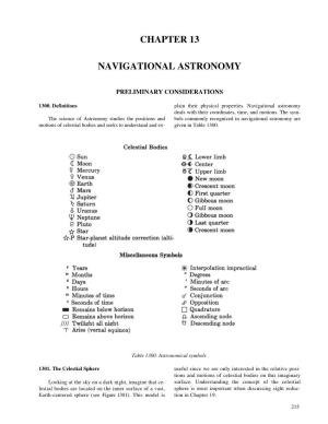 Chapter 13 Navigational Astronomy