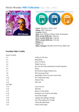 Stevie Wonder MP3 Collection Mp3, Flac, Wma