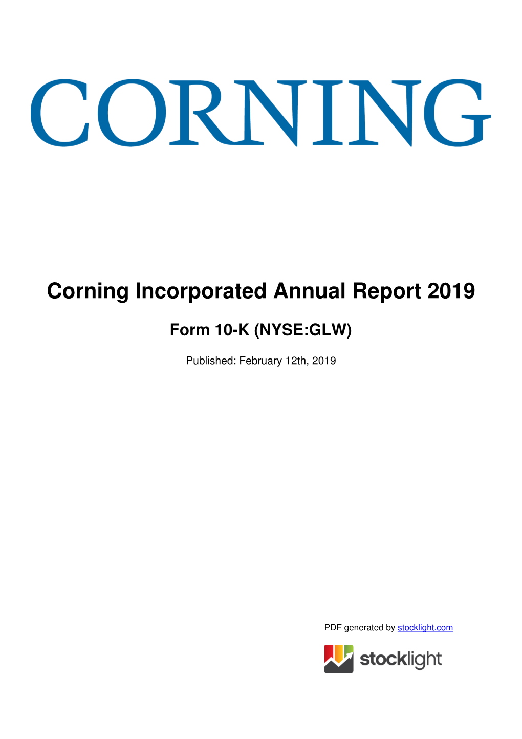 Corning Incorporated Annual Report 2019