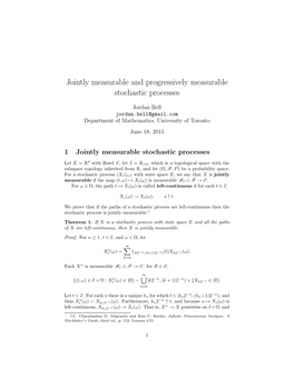 Jointly Measurable and Progressively Measurable Stochastic Processes