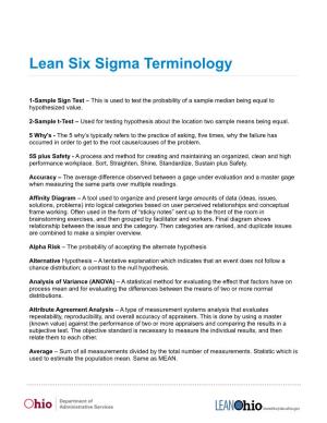 Lean Six Sigma Terminology